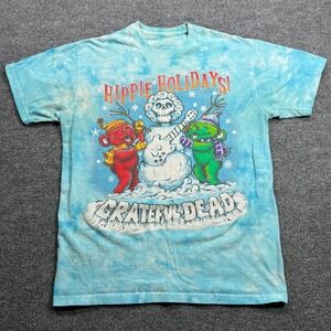 Grateful Dead Liquid Blue T Shirt Men M Blue Hippie Holiday Christmas Tie Dye